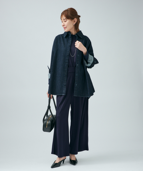 VERMEIL par iena(ヴェルメイユパーイエナ)の「WOOL JERSEY クルーネックロングスリーブプルオーバー(Tシャツ/カットソー・レディース・ネイビー/ボルドー/ブラウン・FREE)」の14枚目の写真