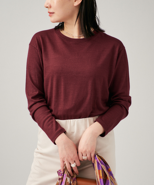 VERMEIL par iena(ヴェルメイユパーイエナ)の「WOOL JERSEY クルーネックロングスリーブプルオーバー(Tシャツ/カットソー・レディース・ネイビー/ボルドー/ブラウン・FREE)」の22枚目の写真