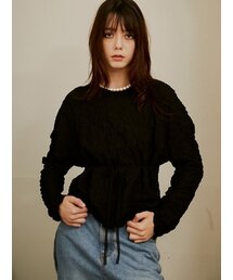 Seine Pleats Drop Shoulder Top_Black