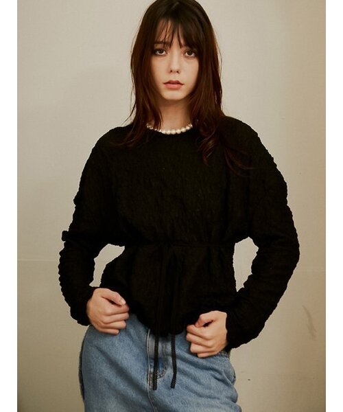 Sorry,Too Much Love(ソーリートゥーマッチラブ)の「Seine Pleats Drop Shoulder Top_Black(シャツ/ブラウス・レディース・その他・FREE)」の1枚目の写真