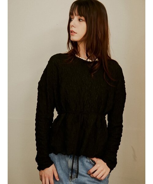 Sorry,Too Much Love(ソーリートゥーマッチラブ)の「Seine Pleats Drop Shoulder Top_Black(シャツ/ブラウス・レディース・その他・FREE)」の3枚目の写真