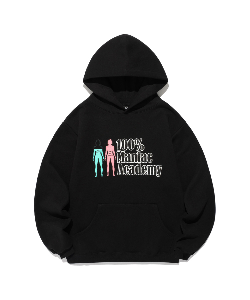 hazama なびくパーカー　黒 100% MANIAC ACADEMY HOODIE_BLACK(NG2EFUM419A)（パーカー）｜NICE