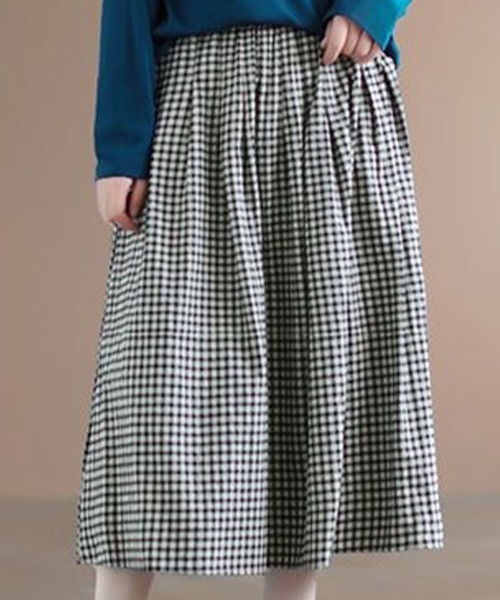 SallyLunn(サリーラン)の「ギャザーチェックスカート(スカート・レディース・ブラック/ブルー・MEDIUM/LARGE)」の3枚目の写真