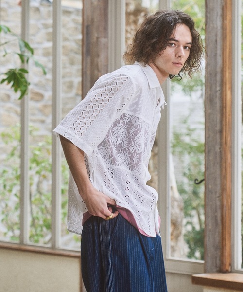 CASPER JOHN（キャスパージョン）の「Triple docking lace shirts/トリプルドッキングレースシャツ（シャツ/ブラウス・メンズ・ブラック/ホワイト・SMALL/X-SMALL/MEDIUM/LARGE）」の5枚目の写真