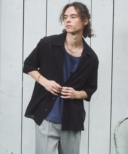 CASPER JOHN（キャスパージョン）の「Triple docking lace shirts/トリプルドッキングレースシャツ（シャツ/ブラウス・メンズ・ブラック/ホワイト・SMALL/X-SMALL/MEDIUM/LARGE）」の8枚目の写真