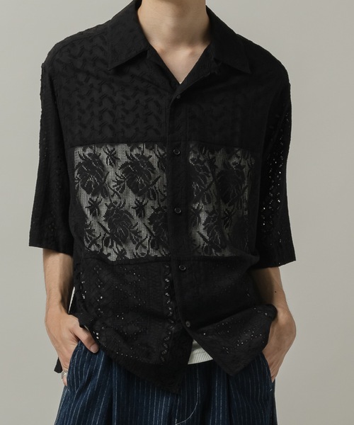 CASPER JOHN（キャスパージョン）の「Triple docking lace shirts/トリプルドッキングレースシャツ（シャツ/ブラウス・メンズ・ブラック/ホワイト・SMALL/X-SMALL/MEDIUM/LARGE）」の11枚目の写真
