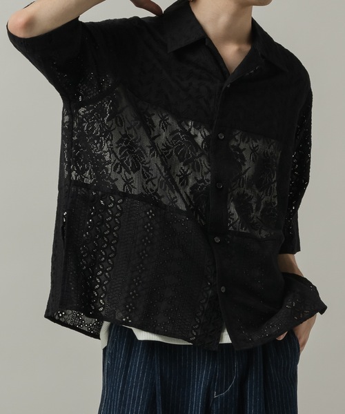 CASPER JOHN（キャスパージョン）の「Triple docking lace shirts/トリプルドッキングレースシャツ（シャツ/ブラウス・メンズ・ブラック/ホワイト・SMALL/X-SMALL/MEDIUM/LARGE）」の13枚目の写真
