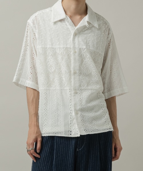 CASPER JOHN（キャスパージョン）の「Triple docking lace shirts/トリプルドッキングレースシャツ（シャツ/ブラウス・メンズ・ブラック/ホワイト・SMALL/X-SMALL/MEDIUM/LARGE）」の15枚目の写真