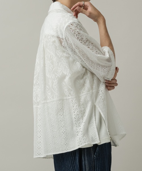 CASPER JOHN（キャスパージョン）の「Triple docking lace shirts/トリプルドッキングレースシャツ（シャツ/ブラウス・メンズ・ブラック/ホワイト・SMALL/X-SMALL/MEDIUM/LARGE）」の17枚目の写真