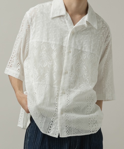 CASPER JOHN（キャスパージョン）の「Triple docking lace shirts/トリプルドッキングレースシャツ（シャツ/ブラウス・メンズ・ブラック/ホワイト・SMALL/X-SMALL/MEDIUM/LARGE）」の16枚目の写真