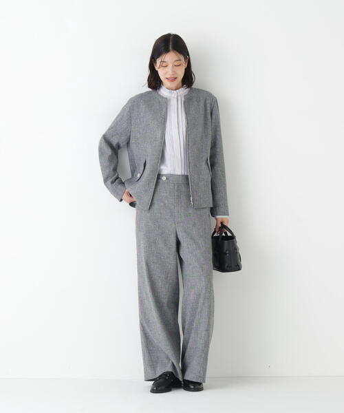 human woman（ヒューマンウーマン）の「◆リングツィードノーカラーブルゾン（ブルゾン・レディース・ネイビー/グレー・MEDIUM）」の5枚目の写真