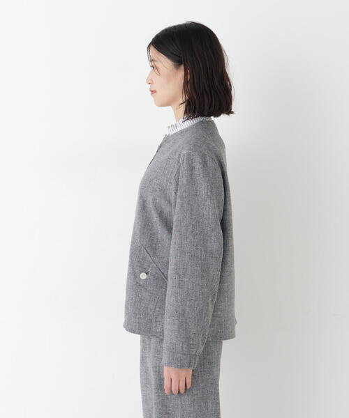 human woman（ヒューマンウーマン）の「◆リングツィードノーカラーブルゾン（ブルゾン・レディース・ネイビー/グレー・MEDIUM）」の8枚目の写真