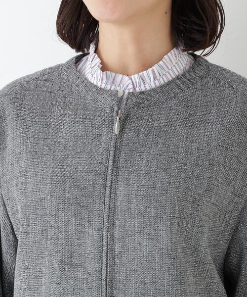 human woman（ヒューマンウーマン）の「◆リングツィードノーカラーブルゾン（ブルゾン・レディース・ネイビー/グレー・MEDIUM）」の9枚目の写真