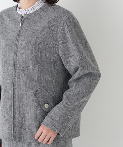 human woman（ヒューマンウーマン）の「◆リングツィードノーカラーブルゾン（ブルゾン・レディース・ネイビー/グレー・MEDIUM）」の10枚目の写真