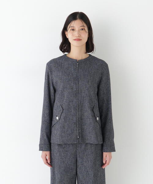 human woman（ヒューマンウーマン）の「◆リングツィードノーカラーブルゾン（ブルゾン・レディース・ネイビー/グレー・MEDIUM）」の17枚目の写真