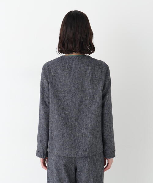 human woman（ヒューマンウーマン）の「◆リングツィードノーカラーブルゾン（ブルゾン・レディース・ネイビー/グレー・MEDIUM）」の18枚目の写真