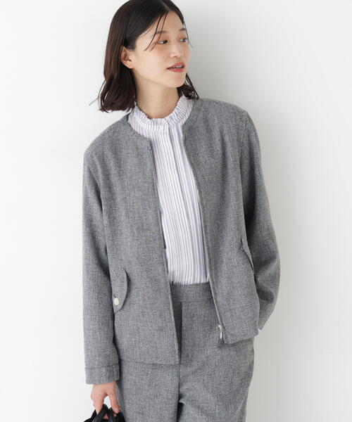 human woman（ヒューマンウーマン）の「◆リングツィードノーカラーブルゾン（ブルゾン・レディース・ネイビー/グレー・MEDIUM）」の20枚目の写真