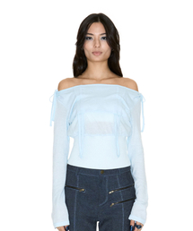 LAVIGNE OFF-SHOULDER SHIRRING SKY BLUE