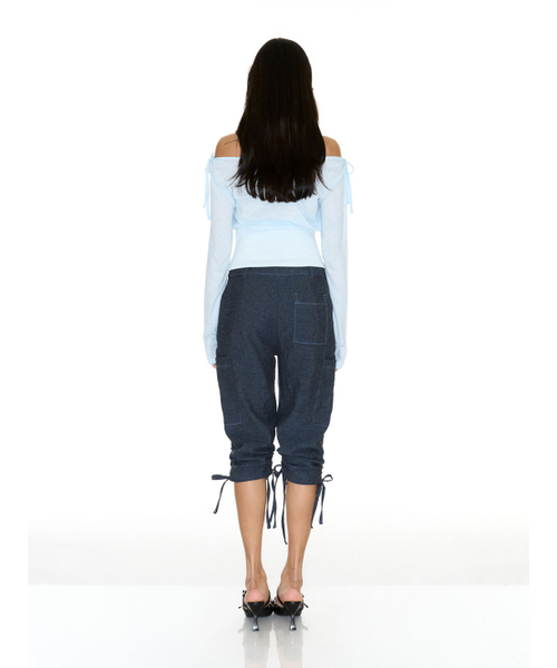 SETSETSET(セットセットセット)の「LAVIGNE OFF-SHOULDER SHIRRING SKY BLUE(Tシャツ/カットソー・レディース・その他・FREE)」の4枚目の写真