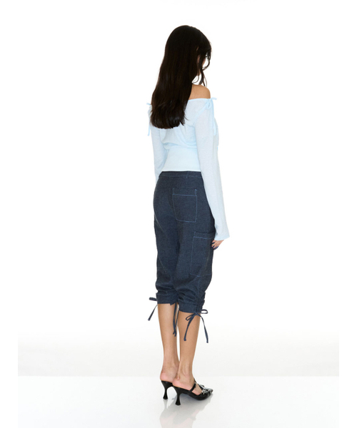 SETSETSET(セットセットセット)の「LAVIGNE OFF-SHOULDER SHIRRING SKY BLUE(Tシャツ/カットソー・レディース・その他・FREE)」の5枚目の写真
