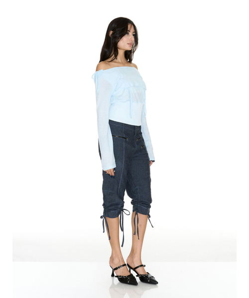 SETSETSET(セットセットセット)の「LAVIGNE OFF-SHOULDER SHIRRING SKY BLUE(Tシャツ/カットソー・レディース・その他・FREE)」の6枚目の写真
