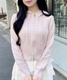 プレート付ケーブルニットパーカー