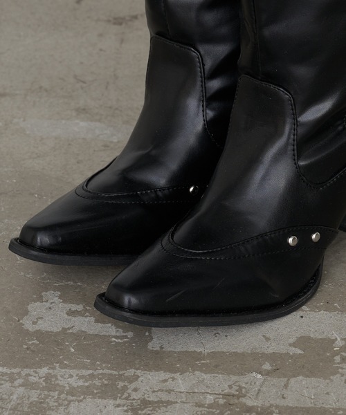 RAY CASSIN(レイカズン)の「ベルト付ロングブーツ(ブーツ・レディース・キャメル/ブラック・S/M/L)」の7枚目の写真