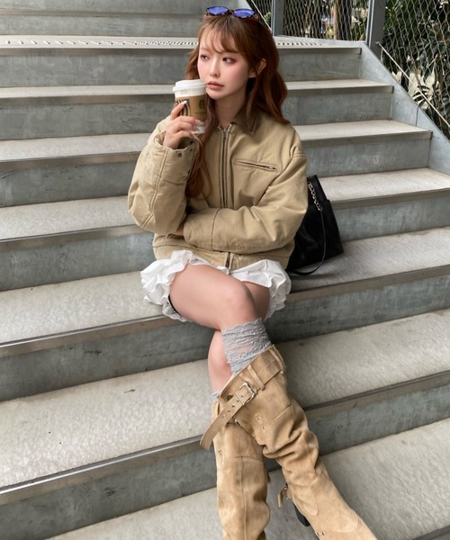 RAY CASSIN(レイカズン)の「ベルト付ロングブーツ(ブーツ・レディース・キャメル/ブラック・S/M/L)」の18枚目の写真