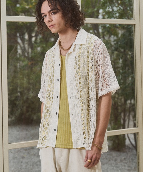 CASPER JOHN(キャスパージョン)の「Folklore lace shirts/フォークロアレースシャツ(シャツ/ブラウス・メンズ・ブラック/アイボリー・LARGE/MEDIUM/SMALL/X-SMALL)」の1枚目の写真