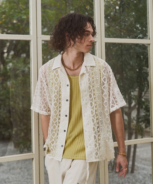 CASPER JOHN(キャスパージョン)の「Folklore lace shirts/フォークロアレースシャツ(シャツ/ブラウス・メンズ・ブラック/アイボリー・LARGE/MEDIUM/SMALL/X-SMALL)」の4枚目の写真
