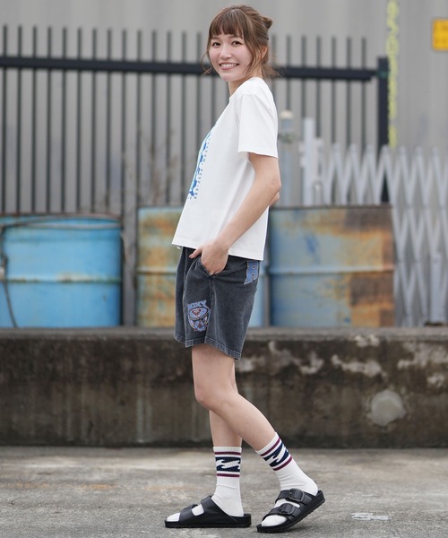 ROXY（ロキシー）の「ROXY/ロキシー ROXY ウィメンズ ショーツ 別注 WAVE CLUB SHORTS RPT261649M（その他パンツ・レディース・ブラック/ホワイト/オレンジ・L/M）」の9枚目の写真