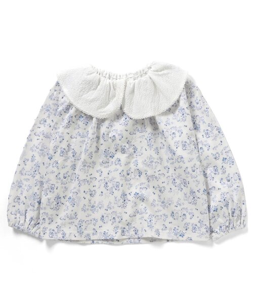 Boribon(ボリボン)の「ナインチェ・プチフルールラッフルカラー総柄Tシャツ(Tシャツ/カットソー・キッズ・ブルー/レッド・80/90/100/110/120)」の2枚目の写真