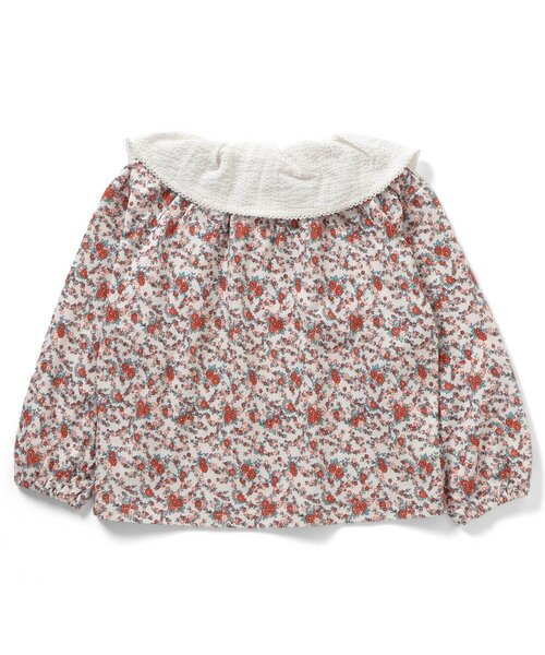 Boribon(ボリボン)の「ナインチェ・プチフルールラッフルカラー総柄Tシャツ(Tシャツ/カットソー・キッズ・ブルー/レッド・80/90/100/110/120)」の6枚目の写真