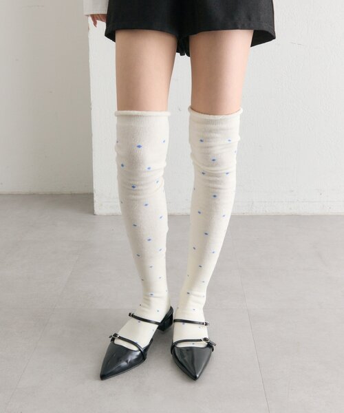 mystic（ミスティック）の「ドットハイソックス（ソックス/靴下・レディース・ブラック/オフホワイト・FREE）」の3枚目の写真