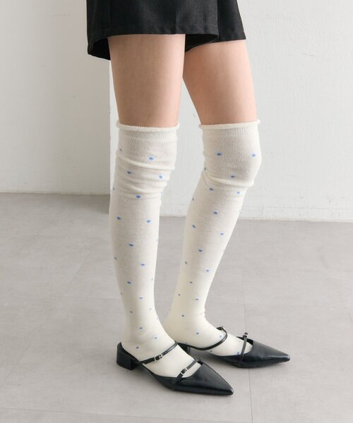 mystic（ミスティック）の「ドットハイソックス（ソックス/靴下・レディース・ブラック/オフホワイト・FREE）」の4枚目の写真