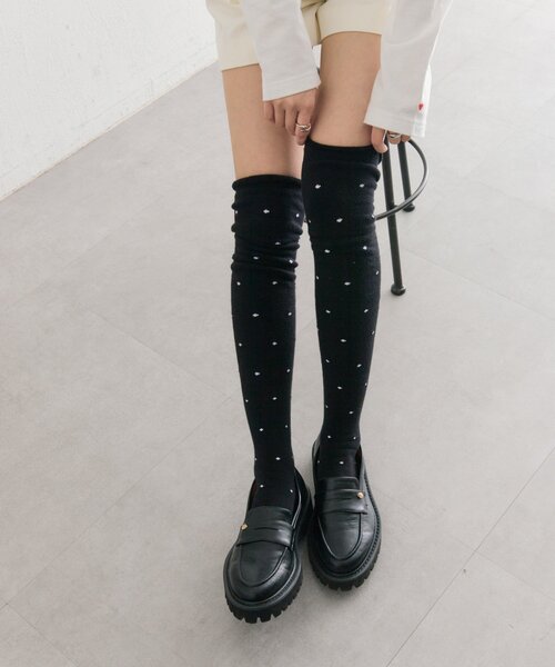 mystic（ミスティック）の「ドットハイソックス（ソックス/靴下・レディース・ブラック/オフホワイト・FREE）」の16枚目の写真