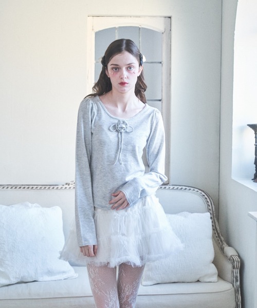 Lovilyn(ラヴィリン)の「ローズモチーフニット(ニット/セーター・レディース・ホワイト/グレー/ピンク・FREE)」の10枚目の写真