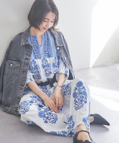 Remind me and forever(リマインドミーアンドフォーエバー)の「【nane】【India Series】フラワー柄イージーパンツ(その他パンツ・レディース・イエロー/ブルー・FREE)」の6枚目の写真