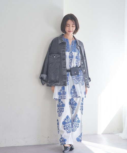 Remind me and forever(リマインドミーアンドフォーエバー)の「【nane】【India Series】フラワー柄イージーパンツ(その他パンツ・レディース・イエロー/ブルー・FREE)」の8枚目の写真
