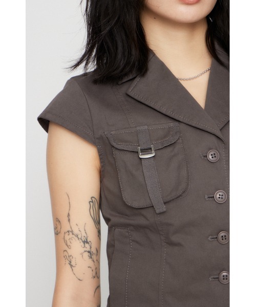 LAGUA GEM（ラグアジェム）の「POCKET COMPACT  SHIRT トップス（シャツ/ブラウス・レディース・ブラック/グレー/ベージュ・FREE）」の15枚目の写真