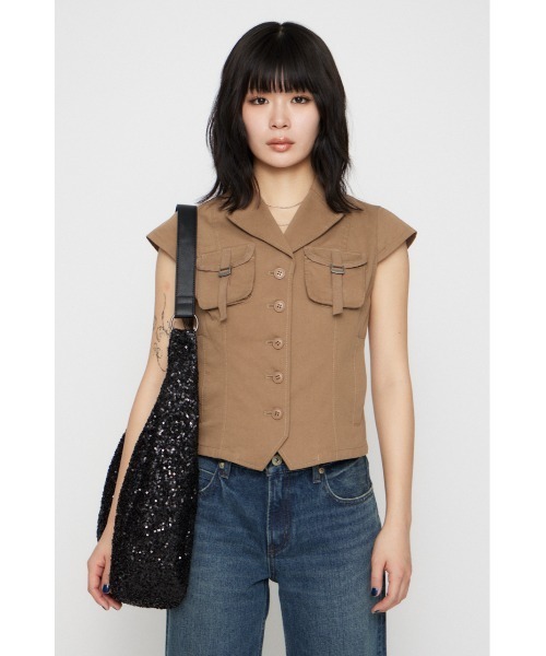 LAGUA GEM（ラグアジェム）の「POCKET COMPACT  SHIRT トップス（シャツ/ブラウス・レディース・ブラック/グレー/ベージュ・FREE）」の4枚目の写真