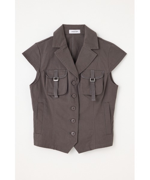 LAGUA GEM（ラグアジェム）の「POCKET COMPACT  SHIRT トップス（シャツ/ブラウス・レディース・ブラック/グレー/ベージュ・FREE）」の4枚目の写真