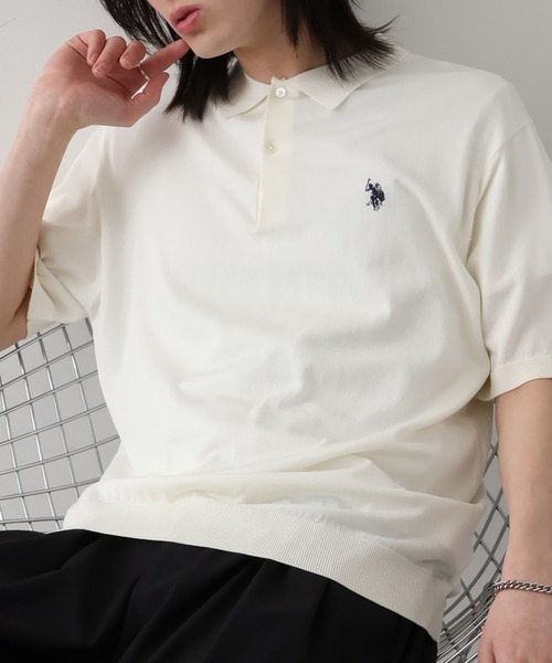 U.S. POLO ASSN.(ユーエスポロアッスン)の「【U.S. POLO ASSN./ユーエスポロアッスン】接触冷感 ワンポイントロゴ刺繍 半袖ニットポロシャツ(ポロシャツ・メンズ・オフホワイト/ブラック/ネイビー・LL/M/L)」の6枚目の写真