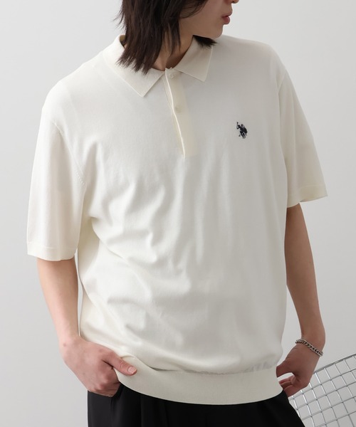 U.S. POLO ASSN.(ユーエスポロアッスン)の「【U.S. POLO ASSN./ユーエスポロアッスン】接触冷感 ワンポイントロゴ刺繍 半袖ニットポロシャツ(ポロシャツ・メンズ・オフホワイト/ブラック/ネイビー・LL/M/L)」の4枚目の写真