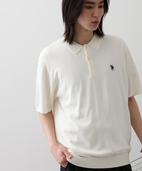 U.S. POLO ASSN.(ユーエスポロアッスン)の「【U.S. POLO ASSN./ユーエスポロアッスン】接触冷感 ワンポイントロゴ刺繍 半袖ニットポロシャツ(ポロシャツ・メンズ・オフホワイト/ブラック/ネイビー・LL/M/L)」の5枚目の写真