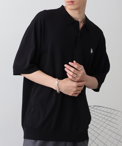 U.S. POLO ASSN.(ユーエスポロアッスン)の「【U.S. POLO ASSN./ユーエスポロアッスン】接触冷感 ワンポイントロゴ刺繍 半袖ニットポロシャツ(ポロシャツ・メンズ・オフホワイト/ブラック/ネイビー・LL/M/L)」の9枚目の写真