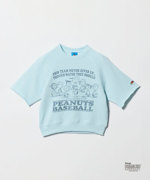 FRUIT OF THE LOOM(フルーツオブザルーム)の「<FRUIT OF THE LOOM×PEANUTS>スウェット 5分袖 / キッズ 110cm-130cm(Tシャツ/カットソー・キッズ・ダークグレー/ライトブルー/オフホワイト・110cm/120cm/130cm)」の1枚目の写真
