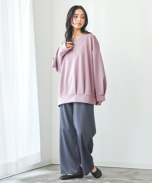 n'OrLABEL(ノアールレーベル)の「【機能素材】『前後Vネックダンボールスウェット』(スウェット・レディース・チャコール/モカ/ライトグレー/ピンク・FREE)」の10枚目の写真