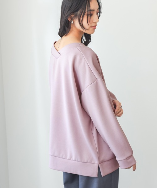 n'OrLABEL(ノアールレーベル)の「【機能素材】『前後Vネックダンボールスウェット』(スウェット・レディース・チャコール/モカ/ライトグレー/ピンク・FREE)」の8枚目の写真