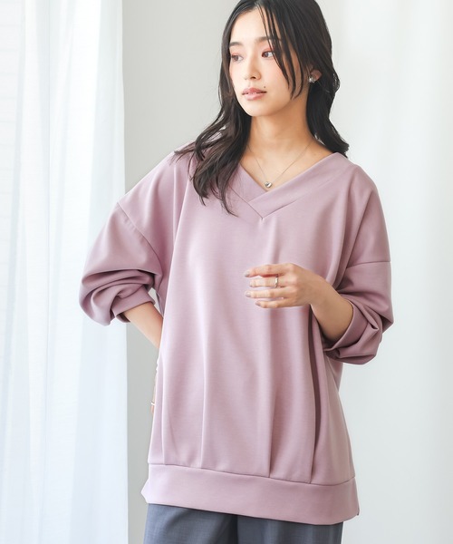 n'OrLABEL(ノアールレーベル)の「【機能素材】『前後Vネックダンボールスウェット』(スウェット・レディース・チャコール/モカ/ライトグレー/ピンク・FREE)」の9枚目の写真